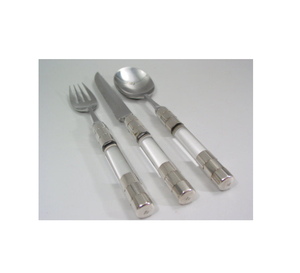 Poignée de cuillère en acrylique design de luxe Cuillère à salade en acier inoxydable Ensembles de couverts Poignée en acrylique transparent moderne - Product Image 6