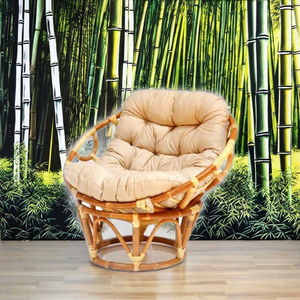 Silla Papasan Ray Rock Hecha a Mano, Muebles de Ratán Modernos de Estilo Asiático para Exteriores, para Sala de Estar, Dormitorio, Silla de Descanso para Villa - Product Image 1