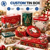 Boîte en métal personnalisée pour Noël, emballage alimentaire pour biscuits, bonbons, chocolat, fabricant OEM ODM