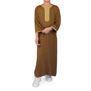 Thobe Caftan Islamique Arabe pour Hommes Grande Taille Personnalisé, Respirant, Thermique, Brodé, à Manches Longues, Séchage Rapide, 100% Coton, avec Poches - Nouvelle Collection à Succès - Product Image 5