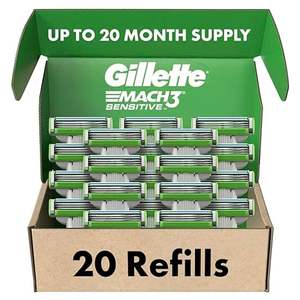 Gillette Mach3 Sensitive Mens Razor Blade Recambios, 20 unidades, Diseñado para pieles sensibles - Product Image 1