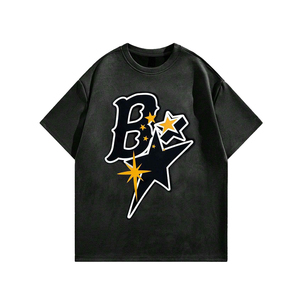 2025เสื้อยืดพิมพ์ลาย DTF คุณภาพสูงของผู้ชายเสื้อยืดแขนสั้นพิมพ์ลายดาวห้าแฉกลำลอง - Product Image 1