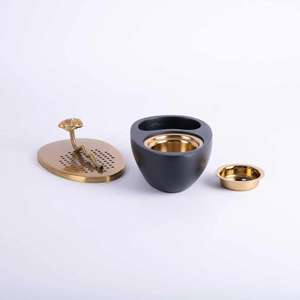 Juego único de soporte de incienso árabe Bakhoor aromático de mini diseño de dos quemadores de incienso blanco y negro para uso en Ramadán fragancias para el hogar - Product Image 3