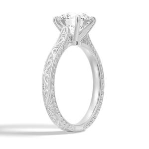 Anillo Solitario Antiguo de Oro de 9K con Diamante Moissanita de Corte Redondo, Elegantes Anillos de Moissanita - Product Image 6