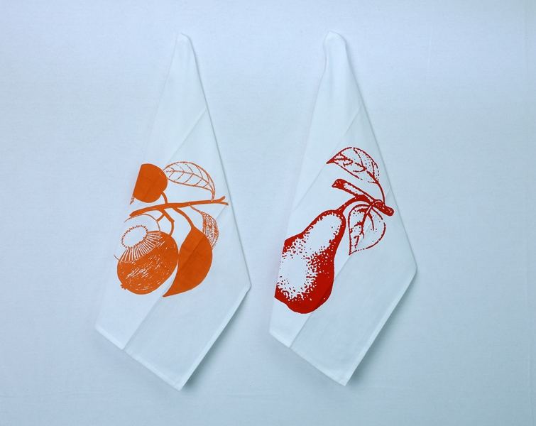 White Towel With Orange & Red Color Printing