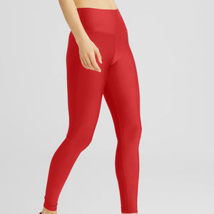 Mallas de yoga transpirables sólidas de cintura media para mujer, conjunto de Gimnasio Deportivo con cintura elástica, estiramiento de cuatro vías de secado rápido - Product Image 5