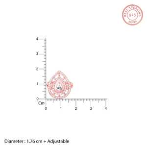 Anillo de gota de rocío de oro rosa, incrustaciones de moda con diseño de corazón geométrico, joyería de latón chapada en oro de 18 quilates - Product Image 5