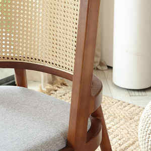 <b>Retro</b> Solid Wood <b>Dining</b> <b>Chair</b> Hotel Restaurant Wabi-Sabi Soft Bag Casual Rattan <b>Chair</b> Nordic Designer Simple Rattan <b>Chair</b> - Product Image 3
