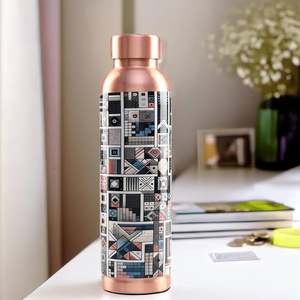 Botella de Agua Unisex de Cobre con Estampado Floral Azul, Hermoso Recipiente para Beber sin Costuras, Artículos y Accesorios para Beber a los Mejores Precios - Product Image 3
