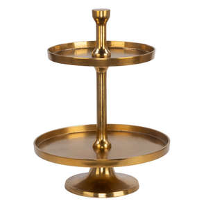 Support à gâteau à deux étages en métal noir avec poignée en anneau pour la décoration de mariage et de fête d'anniversaire Supports à gâteau de luxe - Product Image 4