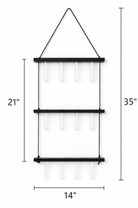 3层壁挂玻璃玻璃容器木制支架迷你试管花盆水培插条家用办公室花盆 - Product Image 6