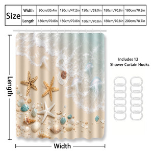 Custom Printed Waterproof Shower Shower <b>Curtain</b> for Bathroom Waterproof Polyester <b>with</b> <b>Hooks</b> - Product Image 4