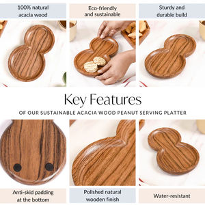 Plato para servir de madera de Acacia seguro para alimentos hecho a mano, cuenco con acabado Natural pulido, forma clásica de ocho cacahuetes, fiestas para servir aperitivos - Product Image 6