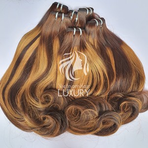 Extensions de cheveux Remy du Vietnam de haute qualité à prix de gros, tissage de cheveux, boucles rebondissantes, meilleures pièces, sans nœuds, trame unique, fiable - Product Image 1