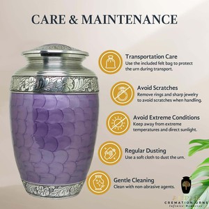 โกศบรรจุอัฐิสีม่วงเงิน สไตล์อเมริกัน/ยุโรป สำหรับผู้ใหญ่ ขนาด 220 คิวบิกอินช์ เป็นมิตรกับสิ่งแวดล้อม ทนทาน เหมาะสำหรับตกแต่งหลุมศพ - Product Image 3