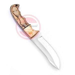 Couteau Skinner en acier au carbone fait à la main personnalisé avec manche en bois et étui en cuir - Product Image 3