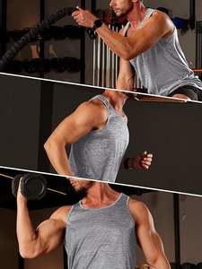 เสื้อแขนกุดสำหรับผู้ชาย, เสื้อกีฬาแขนกุดแห้งเร็วแบบลำลองสำหรับเล่นกีฬาเพาะกาย - Product Image 3