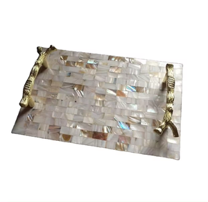 Plateaux de service de luxe faits à la main en résine et en os avec incrustation Design fantaisie Fabriqué en Inde à vendre - Product Image 3