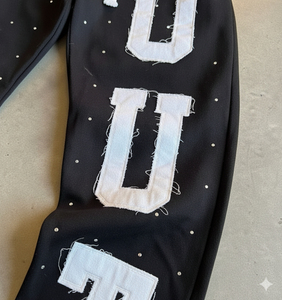 Pantalones de Algodón Grueso Personalizados con Apliques, Cordón Ajustable, Estilo Holgado, Pierna Ancha, Rectos, Extra Grandes, con Pedrería, para Hombre - Product Image 5