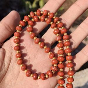 Collier statement en argent sterling avec perles de jaspe rouge naturel véritable, perles rondes de 8 mm, bijoux en pierres précieuses, mariage - Product Image 4