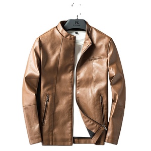 Chaqueta de Cuero para Hombre, Marca de Moda, Precio Económico, Venta al Por Mayor, Personalizada, Cuello Alto, Alta Calidad, Impermeable y Ecológica - Product Image 1