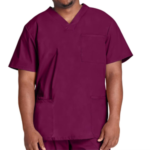 Ensemble d'uniformes pour hommes, col en V, manches courtes, taille haute, nouveau style de blouses d'hôpital en coton doux biologique - Product Image 2