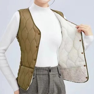 Chaqueta de algodón acolchada para mujer, Chaleco corto de cordero grueso, chaqueta sólida, ropa ajustada para Otoño e Invierno - Product Image 3