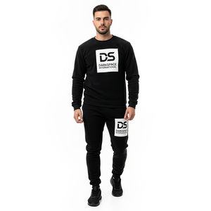 Services ODM et OEM – Survêtement décontracté 100 % coton pour homme, en molleton respirant, imprimé sérigraphié, motif uni, couleur personnalisée pour l'automne - Product Image 3