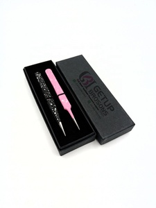 Vente en gros Meilleur revêtement en poudre rose noir en acier inoxydable antistatique 10mm de long pince à épiler pour extension de cils droite Logo personnalisé - Product Image 5