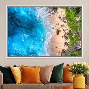 Elegant Beach Canvas Art: Printed Seascape Coastal Wall Decor,WHITE <b>FRAMED</b> CANVAS - Product Image 1