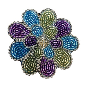 Elegant Gold Trim Accent Handcrafted Beaded Tea <b>Coaster</b> with Pink and <b>Green</b> Shamrock Design Elegant Mats & Pads - Product Image 4