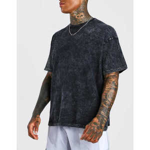 Camiseta elegante Acidwash para hombre, ajuste cómodo, algodón duradero ligero, diseño único para atuendo de verano informal, calidad Premium - Product Image 4