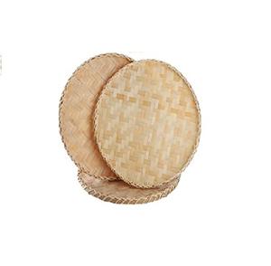 Plateau de service en rotin fait main rustique, style bohème, panier plat tissé pour l'affichage des aliments, rangement de cuisine, plateau décoratif pour table - Product Image 1