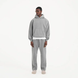 Conjunto de Sudadera Corta Holgada de Algodón Grueso para Hombre y Pantalones Deportivos Apilados, Chándal Extra Grande, Encuentra un Icono Similar Personalizado de Alta Calidad - Product Image 1