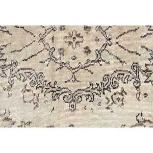 พรมตุรกีขนาดเล็ก 1.5x3.2 ฟุต สีเบจดำลายพรางวินเทจ ทำจากขนสัตว์ - Product Image 5