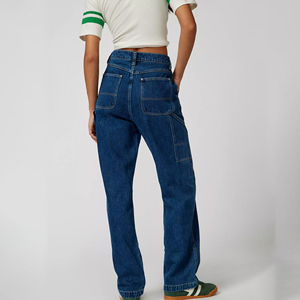 Femmes Premium Denim Baggy été pleine longueur lavé surdimensionné bouton Fly pantalon respirant mi plat avant décontracté hiver jean - Product Image 4