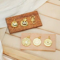 Nouveaux Breloques Pendentifs Laiton Brillant Croix Soleil Lune Cœur Ange Dinosaure Avion Plaqué Or Véritable 18 Carats pour Collier DIY Femme