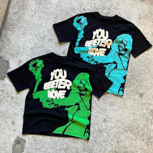 Logotipo personalizado Streetwear cuello redondo de alta calidad 100% algodón Slim Fit camiseta en blanco Puff estampado camisetas hombres - Product Image 4