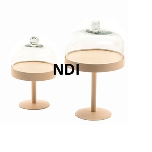 Handcrafted Decorative Customized Cake Server Stand Hot Selling For Home Tableware Decoration Cake Serving Stand With <b>Glass</b> <b>Dome</b> - Product Image 1