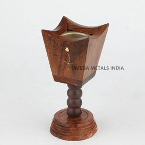 Quemador de Incienso Árabe de Acero Inoxidable Marrón Oscuro con Base de Madera para Decoración del Hogar - Product Image 5