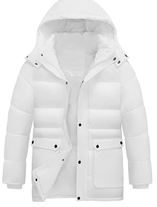 Chaqueta acolchada blanca para hombre, chaquetas cálidas ligeras de invierno, Sudadera con capucha acolchada, abrigo hinchado aislado con cremallera resistente al agua - Product Image 6