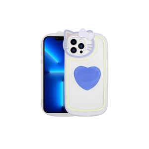 Coque transparente de luxe Netzy avec figurine de chat pour iPhone 12 Pro, intégrée pour Pop Socket, coque de protection en silicone rythmique - Product Image 1