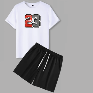 Ensemble décontracté 2 pièces pour homme grande taille, style streetwear, été, débardeur et t-shirt sans manches, 100% coton tissu éponge - Product Image 1