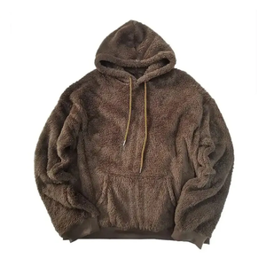 Sudadera con capucha de invierno de alta calidad personalizada unisex, forro de piel Sherpa con patrón bordado 3D, diseño sólido al por mayor - Product Image 6