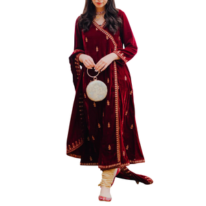 Precioso vestido de terciopelo al por mayor elegante tela suave de alta calidad superventas nueva llegada vestido de novia Cultural fiesta Reversible - Product Image 1