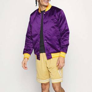 Chaquetas Bomber de Lona de Poliéster Color Morado para Hombre, Estilo Universitario Otoñal, Cuello Alto, Fabricación Personalizada OEM, Ropa Deportiva de Alta Calidad - Product Image 4