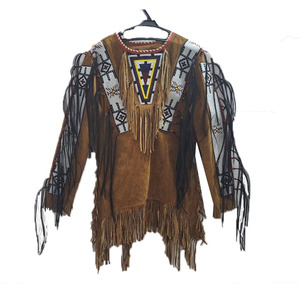 Chaquetas de cuero occidental de estilo americano de calidad superior con cuentas y flecos de estilo único para hombres - Product Image 4