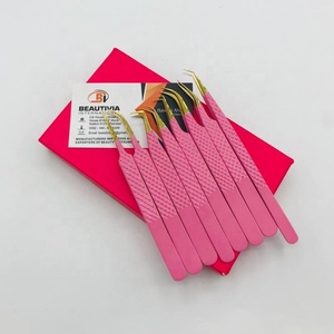 Agarre de diamante de oro rosa Agarre fuerte Pinzas de extensión de pestañas de acero sostenible Pinzas de pestañas profesionales Puntas de volumen puntiagudas - Product Image 5