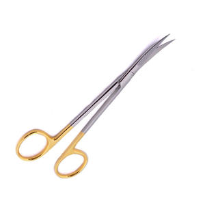 กรรไกรผ่าตัดสีทองครึ่งใบมีดโค้งคมขนาด180มม. 5นิ้วกรรไกรสเตนเลสจากเยอรมันสำหรับห้องผ่าตัด - Product Image 1