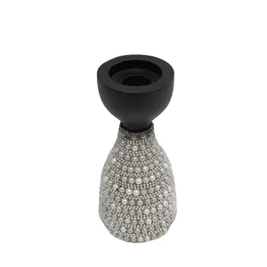 Home Decoration Aluminum beads Candle Stand Black Colour Standard Size Candle Holder And Candle Holder For Table top Decor